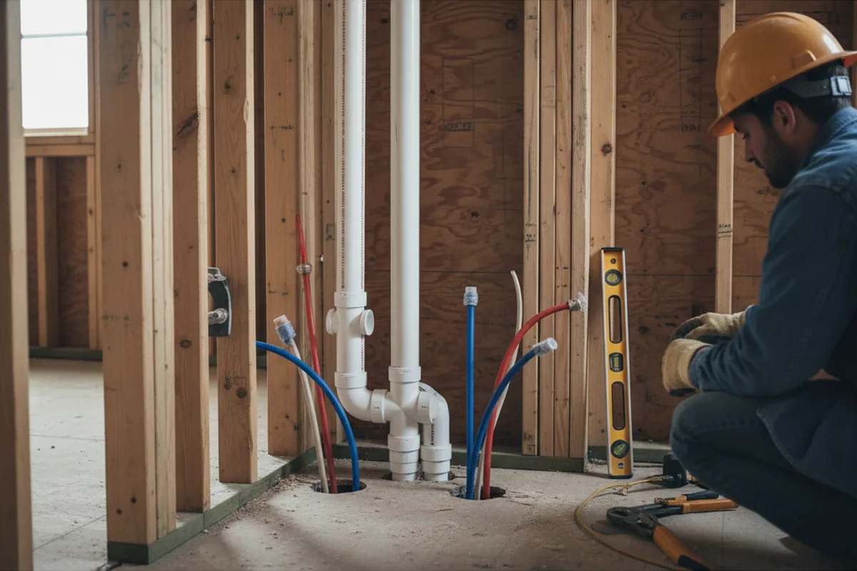 Drain and supply rough-in during Toilet Repair and Installation in Rockford