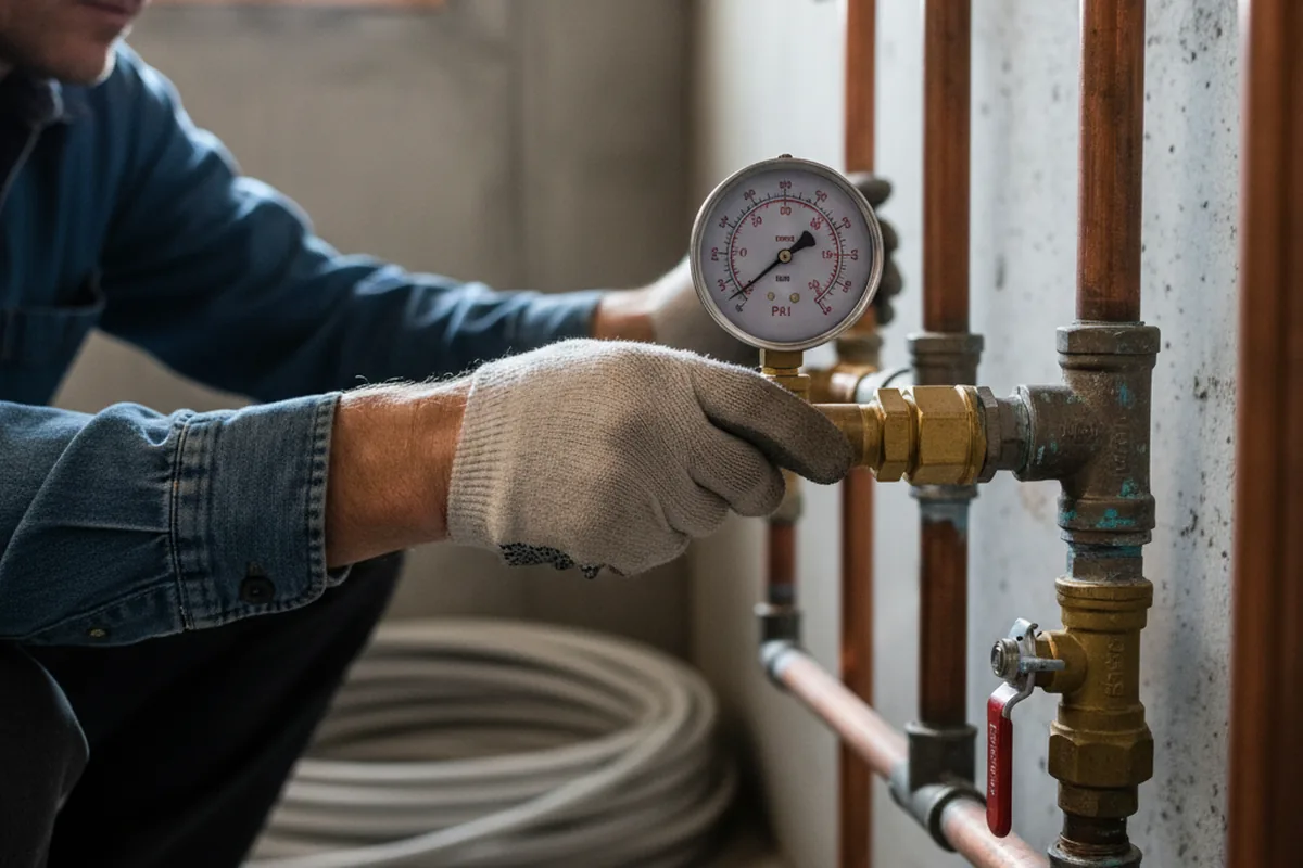 Pressure testing a repaired line during Water Line Repair in Rockford